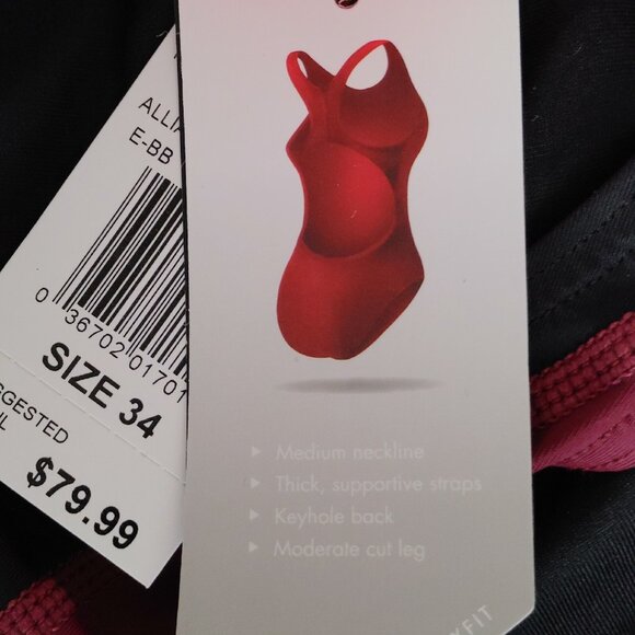 TYR WOMEN'S Maxfit Swimsuit T-Splice Style MALIT1A Size 34 Black/Burgundy - Picture 7 of 9